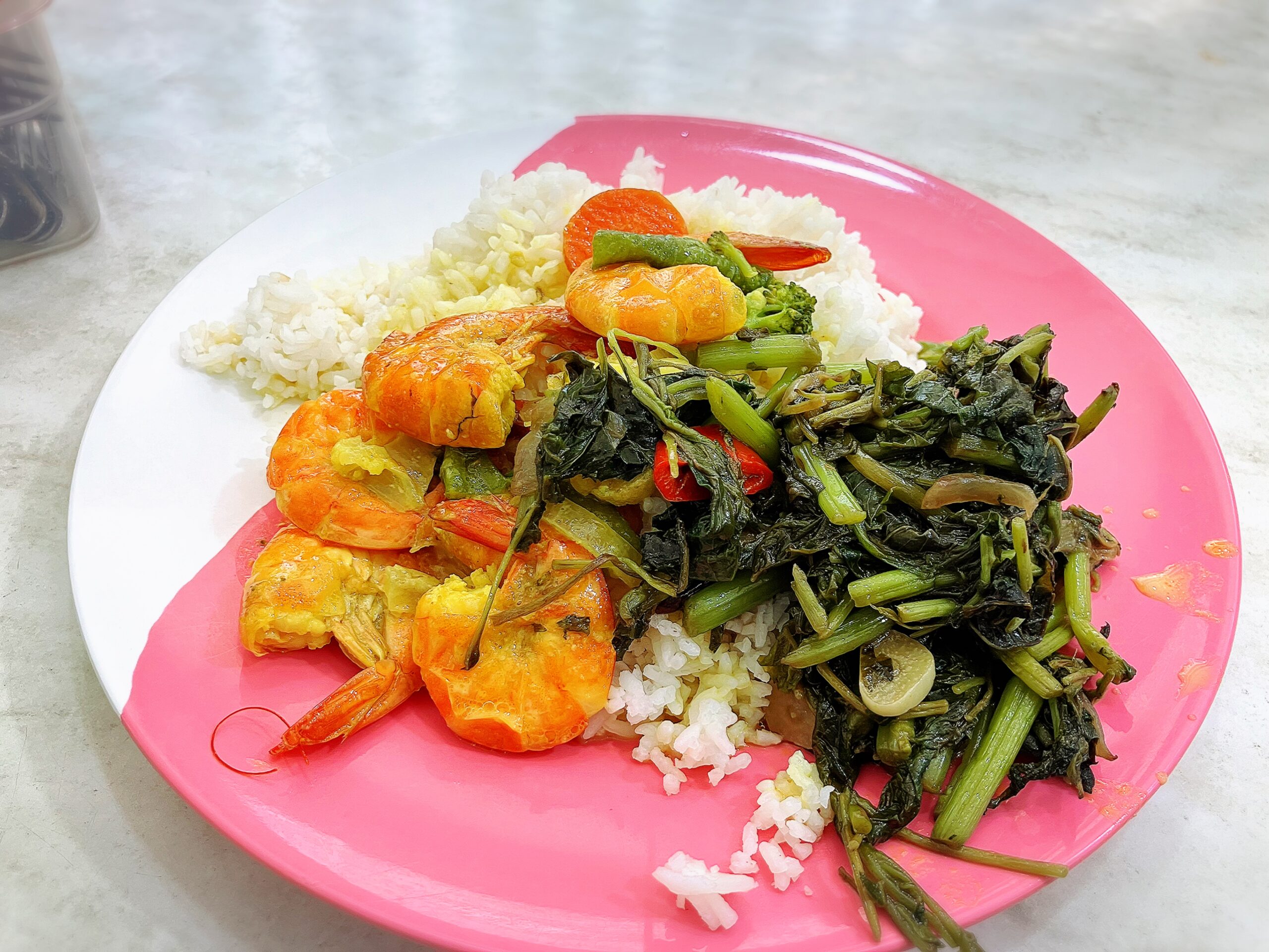 Ansar Majuのエビココナッツカレー&空芯菜煮定食10MYR