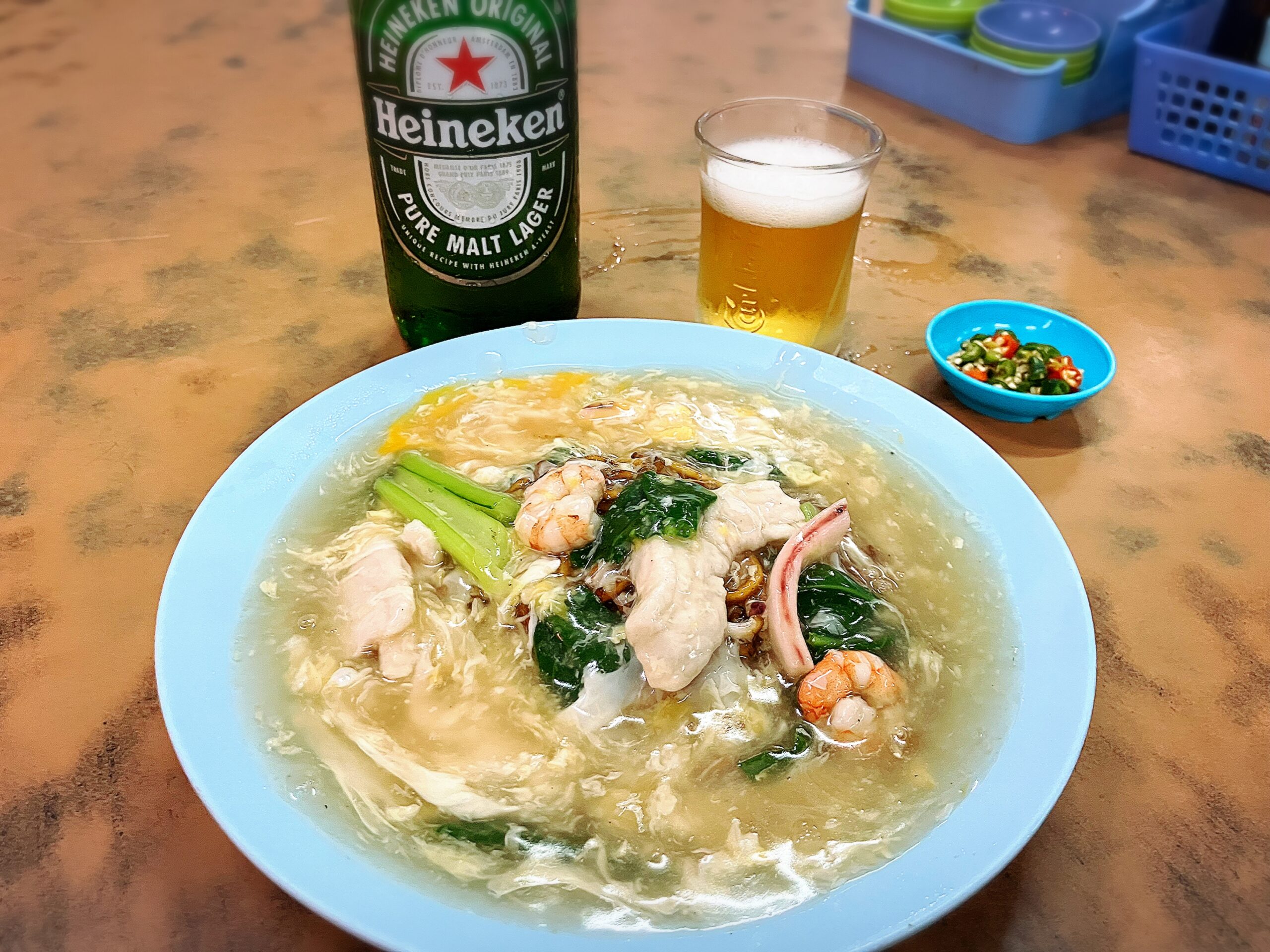 樺源茶餐室(KEDAI KOPI OUR PLACE)の海鮮滑旦麺(Watan Mee seafood)10.5MYR