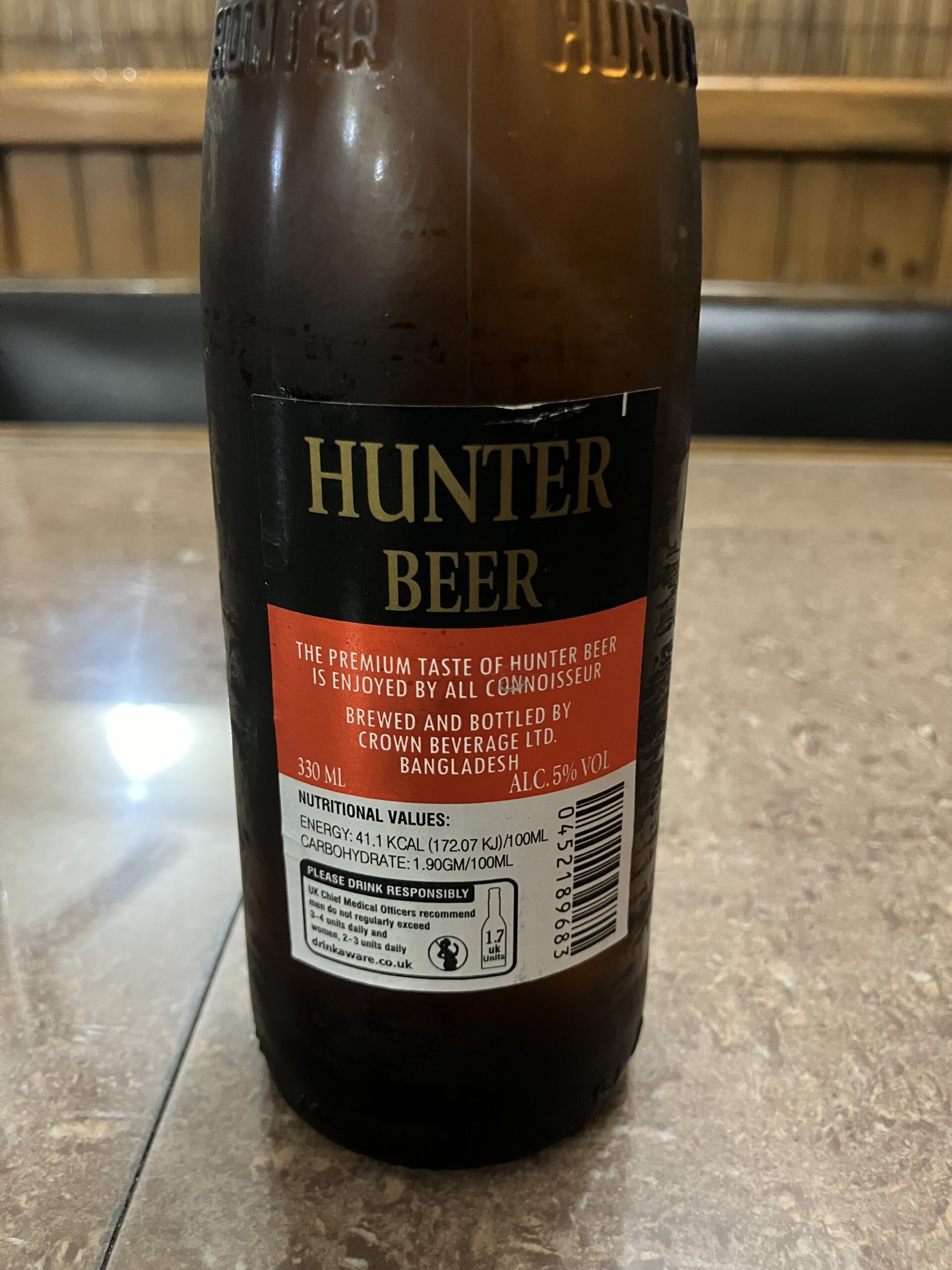 ハンタービール HUNTER BEER 330ml 600BDT(裏)