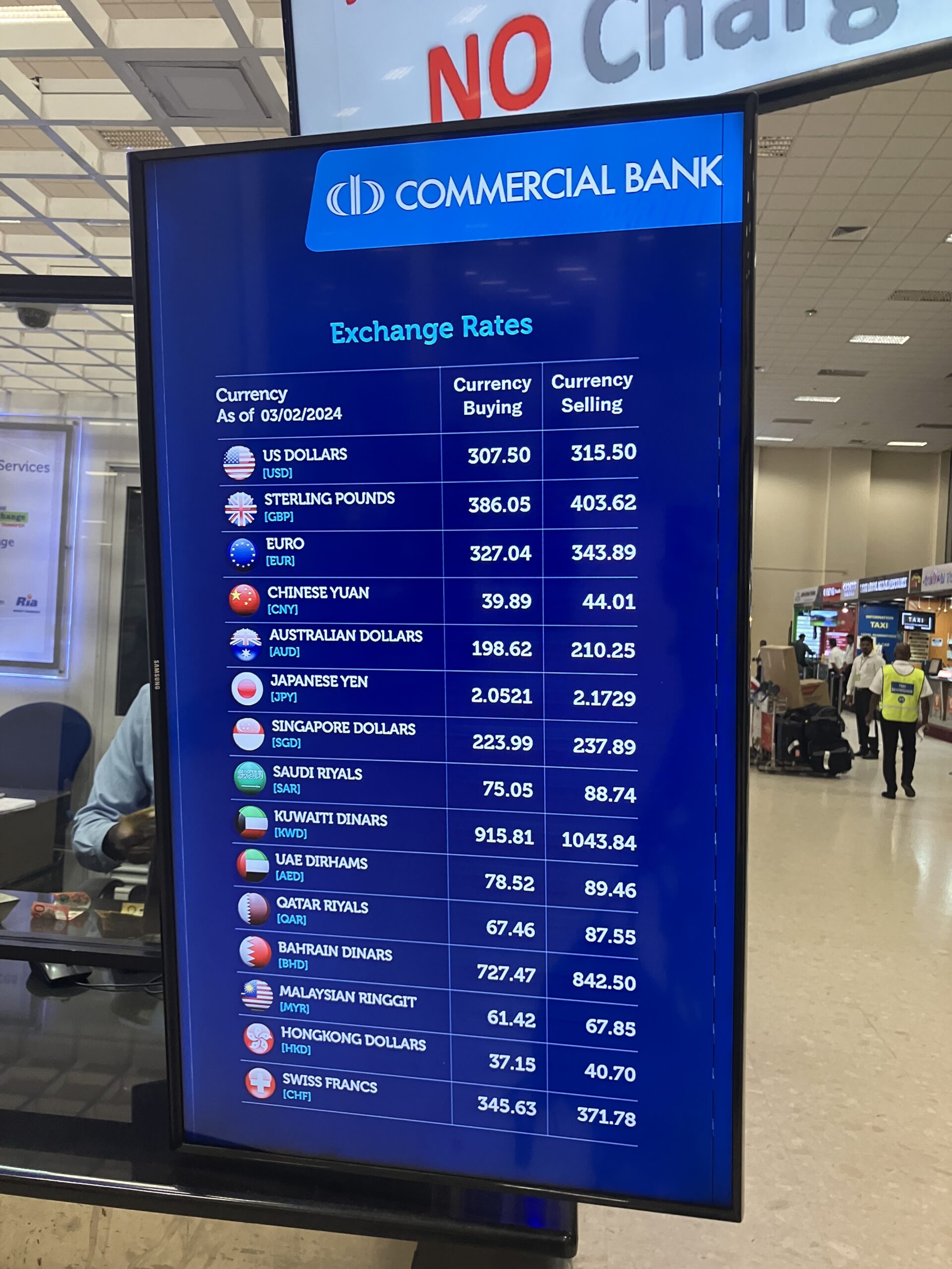バンダラナイケ国際空港の両替レート